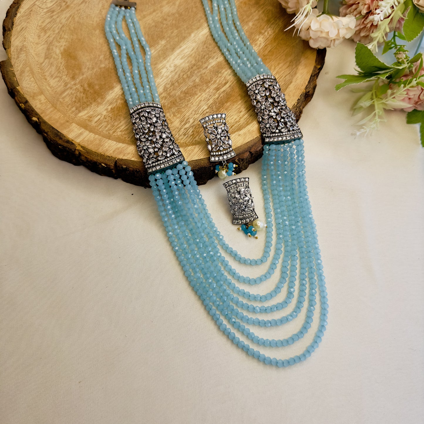 Side AD Broach Necklace Set