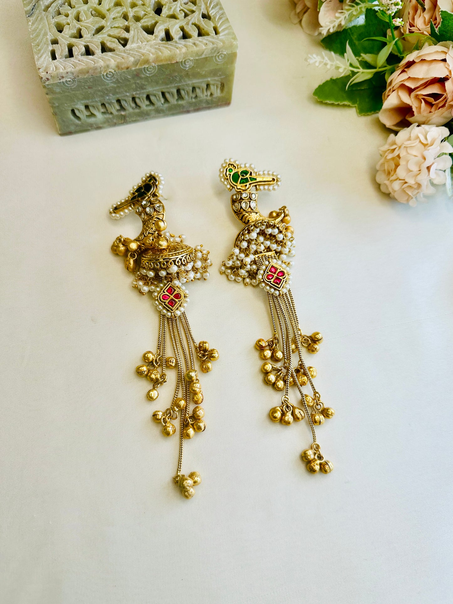 Pachi Kundan Golden Replica Kashmiri Earrings