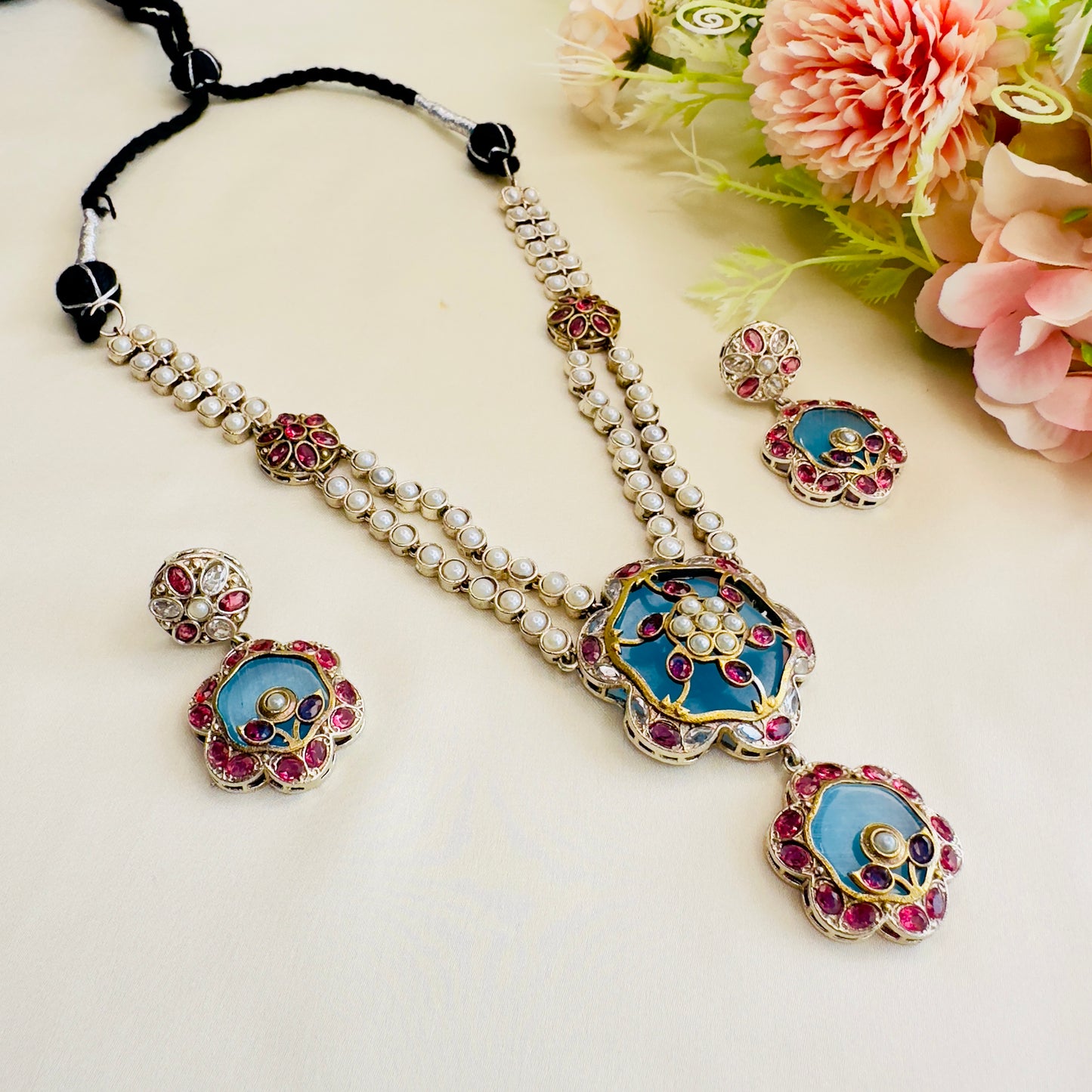 Long Multicolor Necklace Set