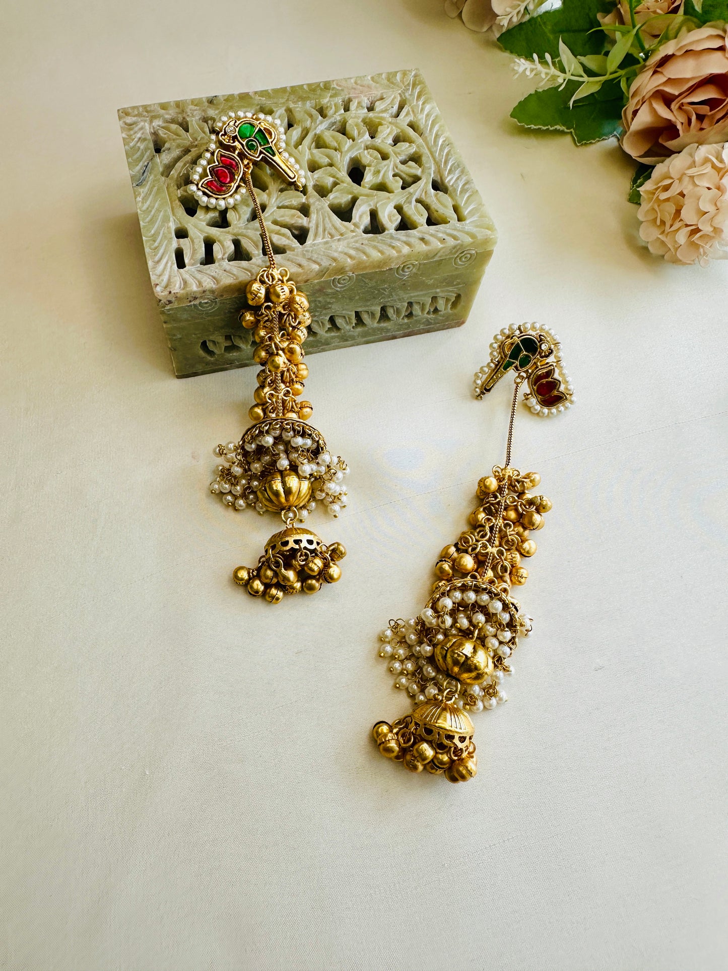Multicolor Pachi Kundan Kashmiri Jhumka Earrings