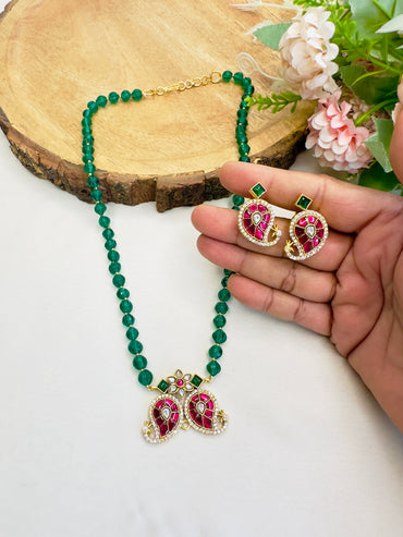 Jadau Mango Design Sleek Necklace Set