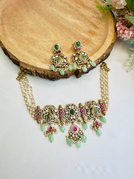Three Small Pendant Choker Set