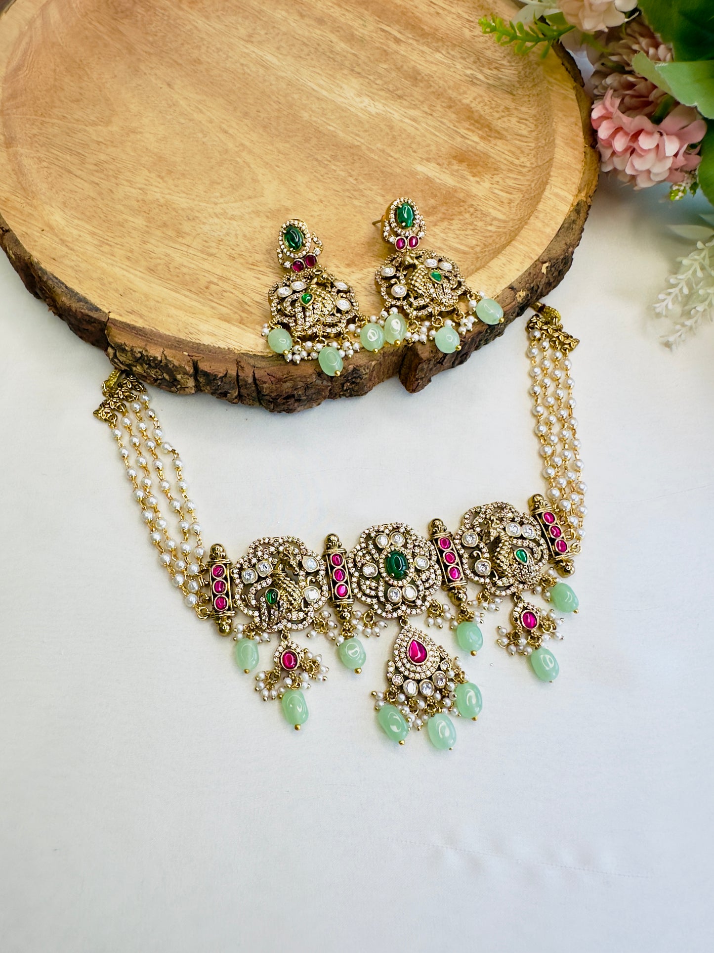Three Small Pendant Choker Set