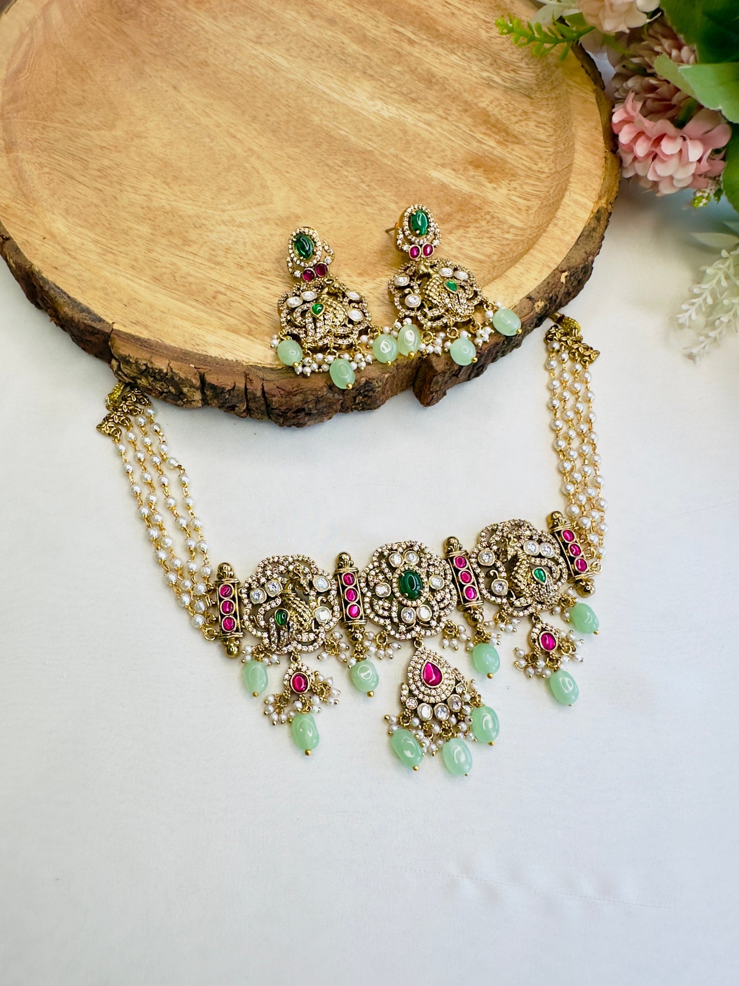 Three Small Pendant Choker Set