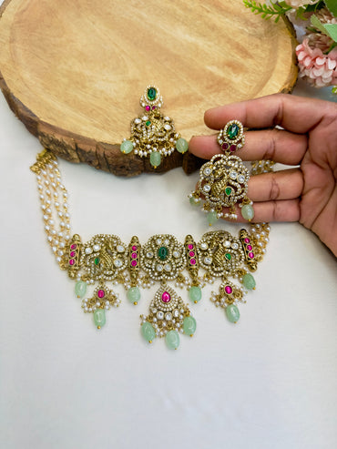 Three Small Pendant Choker Set