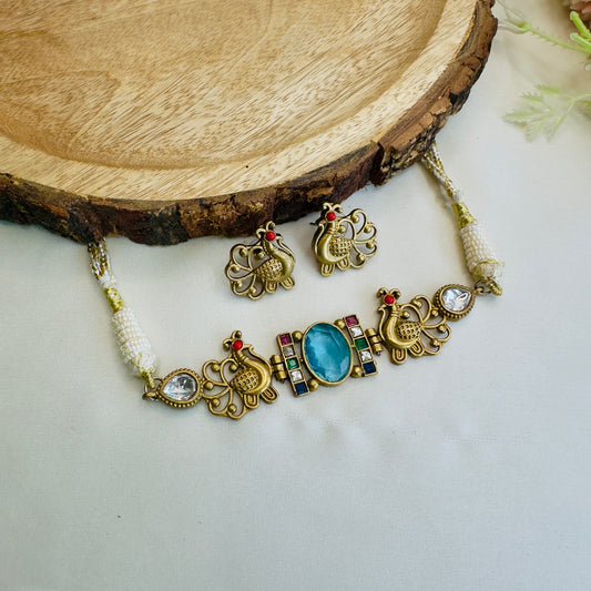 Peacock Design Apala Polish Choker Set