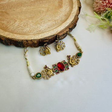 Peacock Design Apala Polish Choker Set