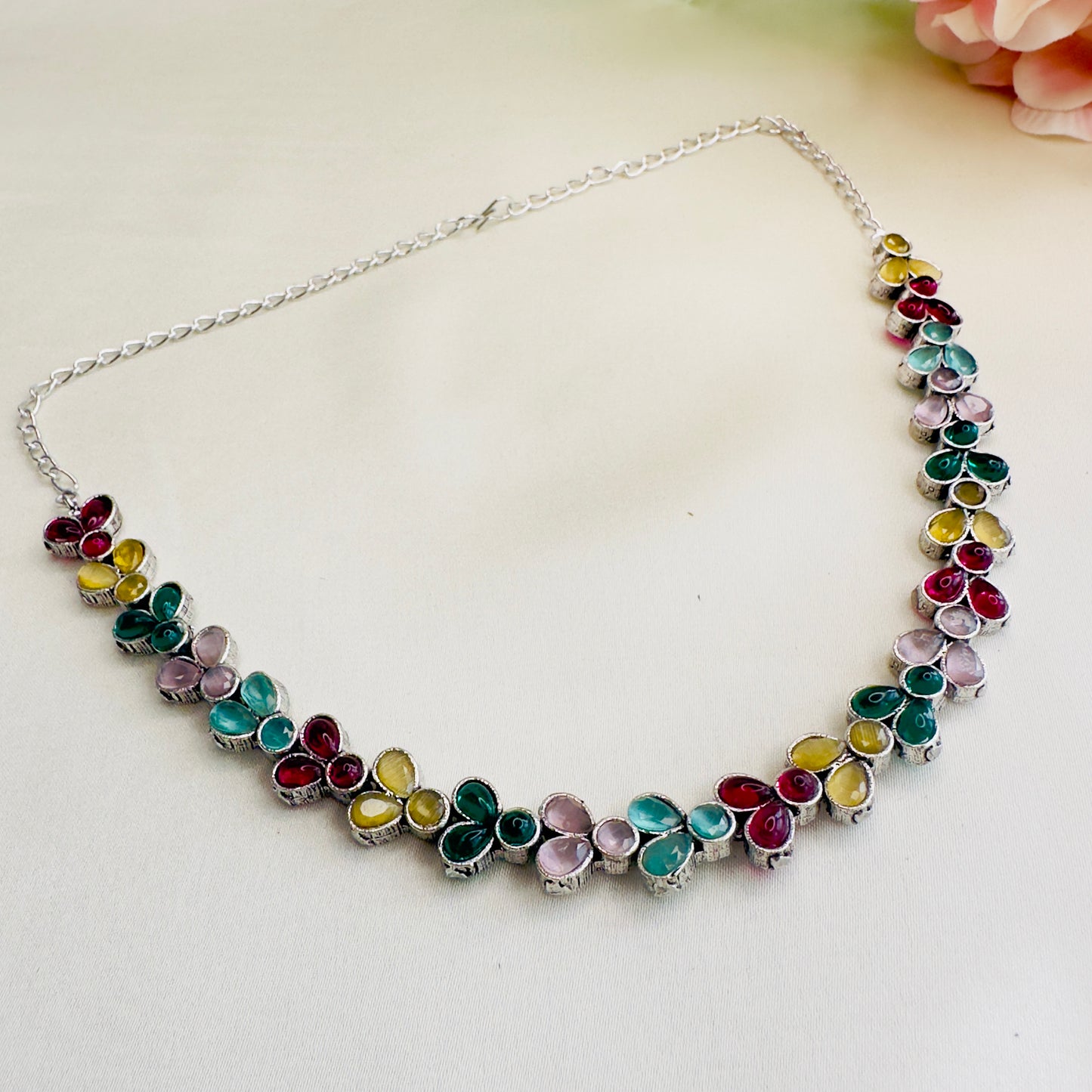Multicolor Silver Replica Necklace Set