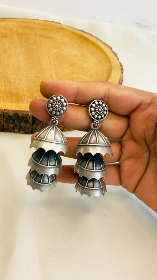 Three Layer Silver Replica Jhumki