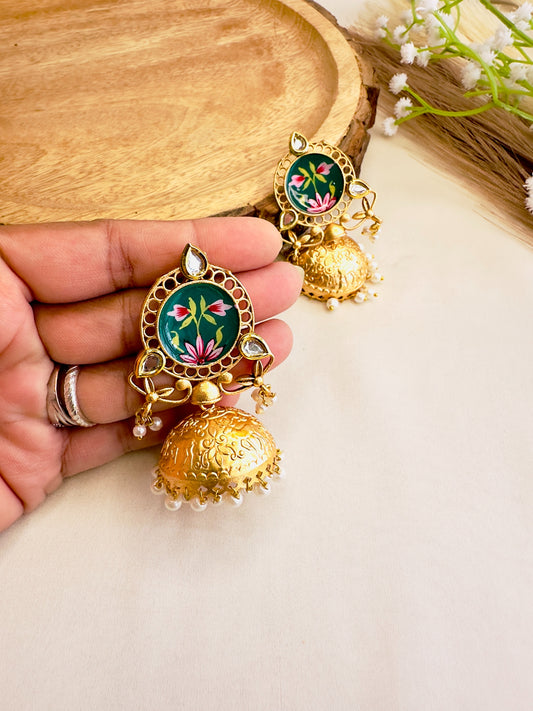 Hand painted Jhumki Earrings