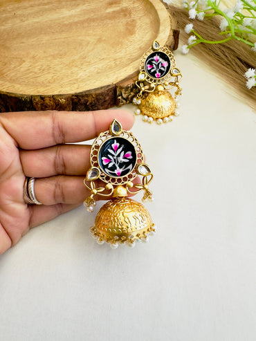 Hand painted Jhumki Earrings