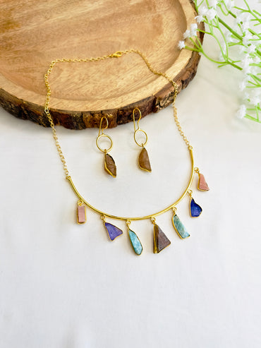 Natural Stone Seven Pendant Hasli Set