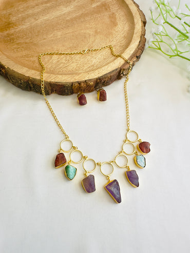 Natural Stone 7 Pendant Necklace Set