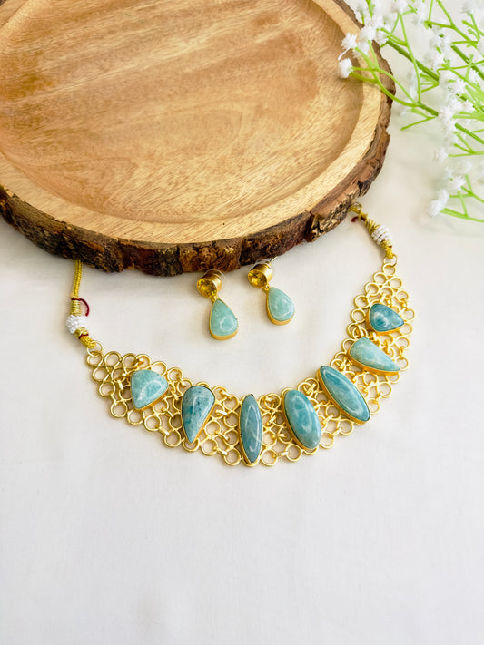 Natural Stone Jaali Necklace Set
