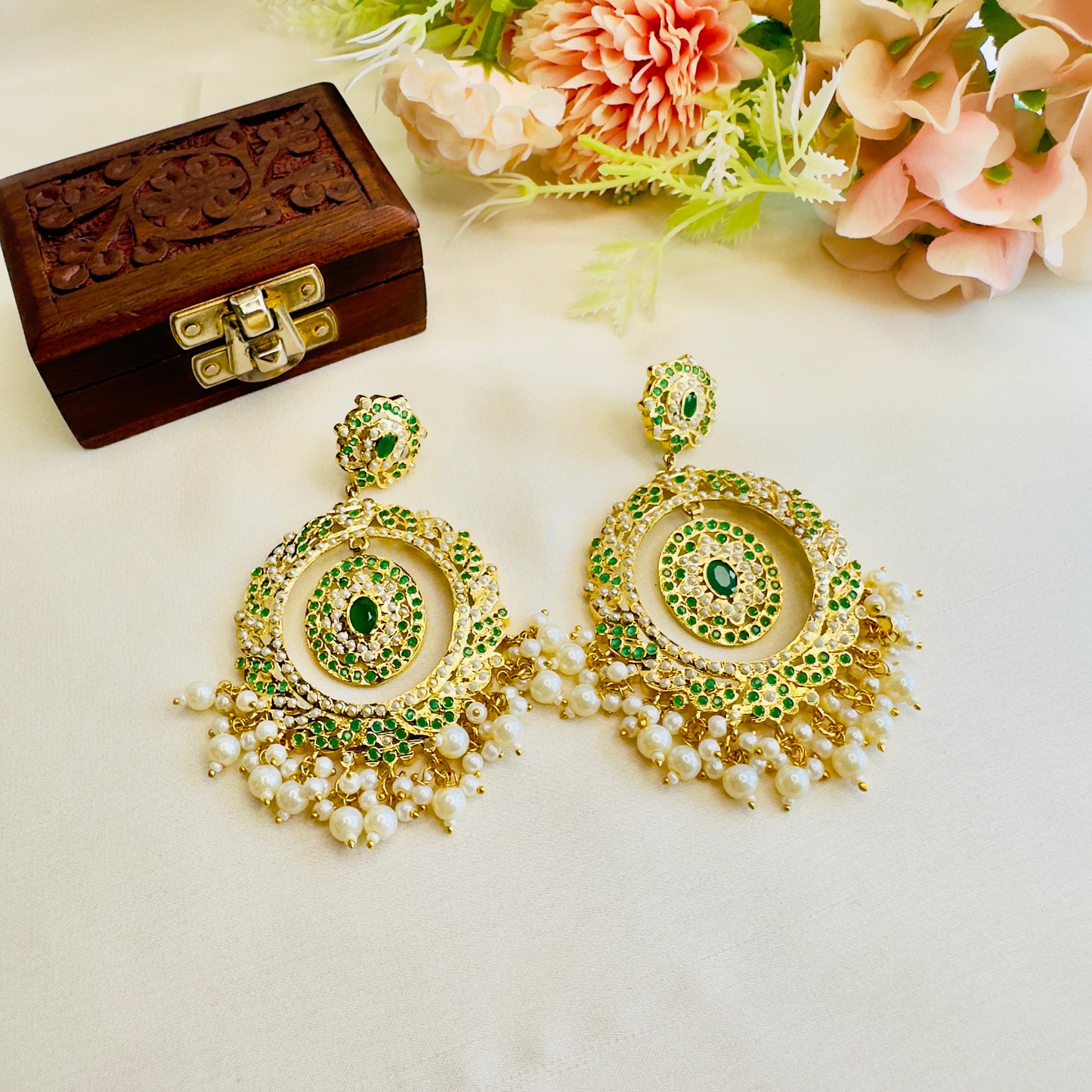 Hyderabadi Jadau Oval Shape Earrings