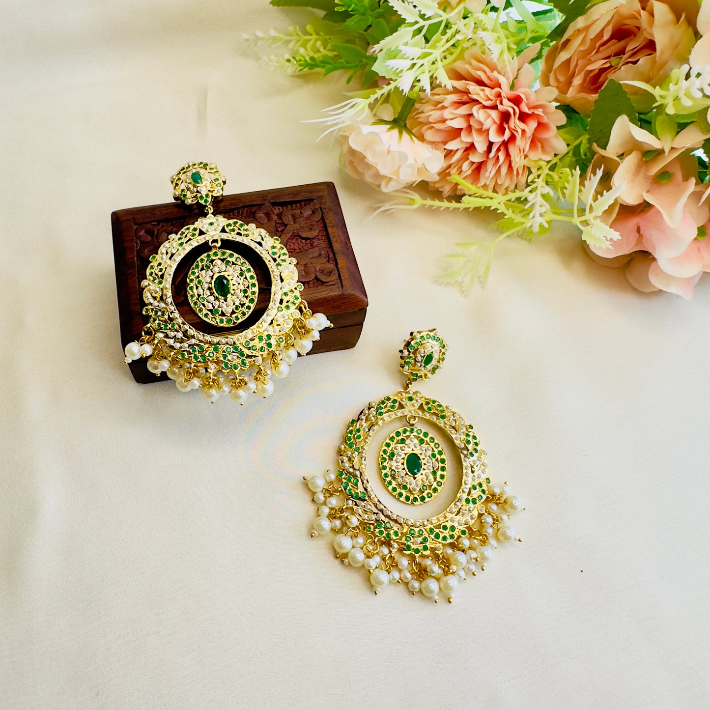 Hyderabadi Jadau Oval Shape Earrings