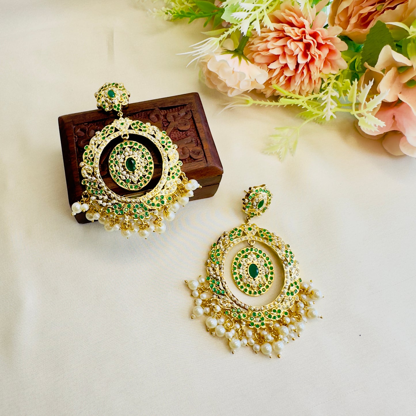 Hyderabadi Jadau Oval Shape Earrings