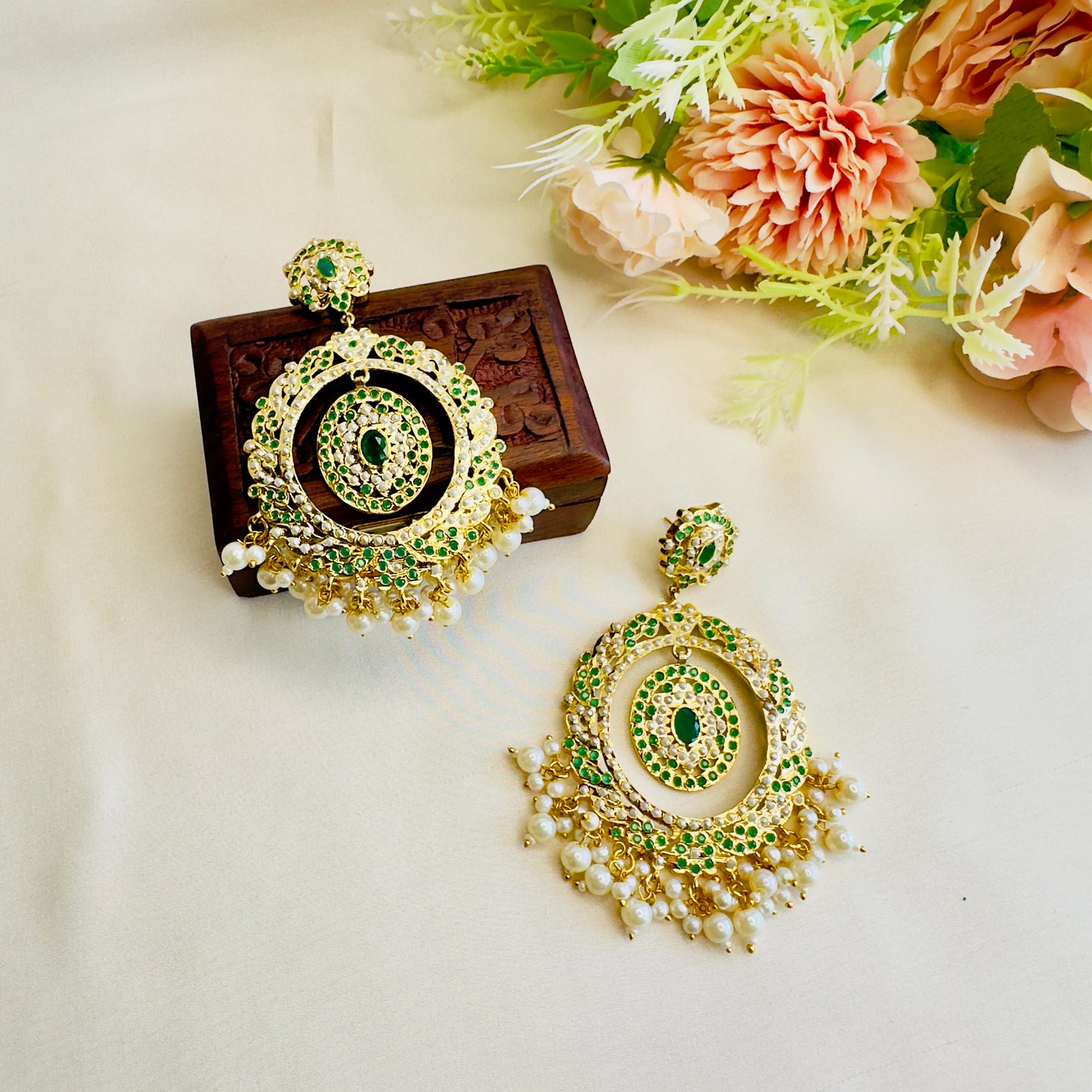 Hyderabadi Jadau Oval Shape Earrings