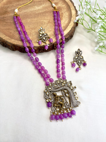 Krishna Motif Kundan Necklace Set