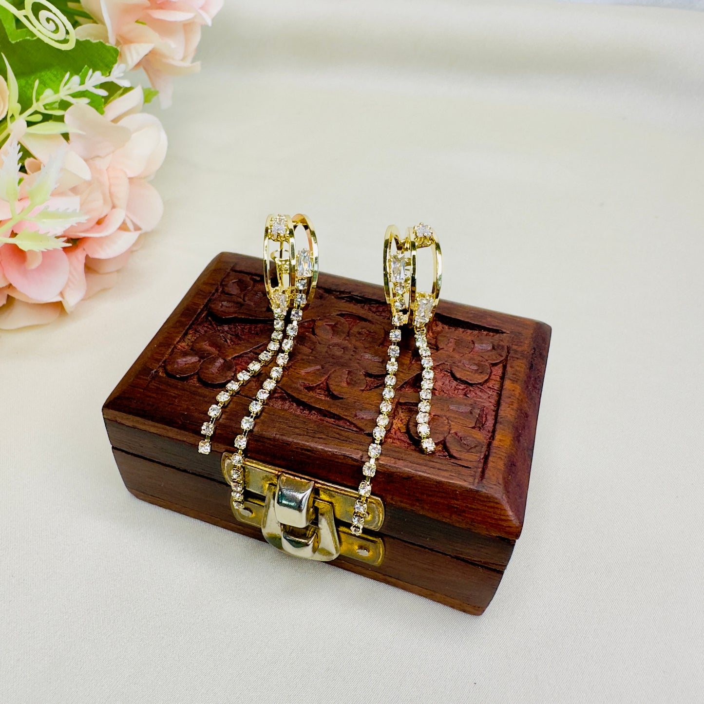 Delicate Chain Stone Earrings