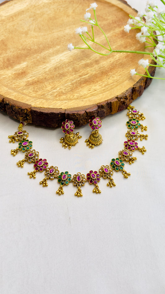 Beautiful Multicolor Stonework Necklace Set
