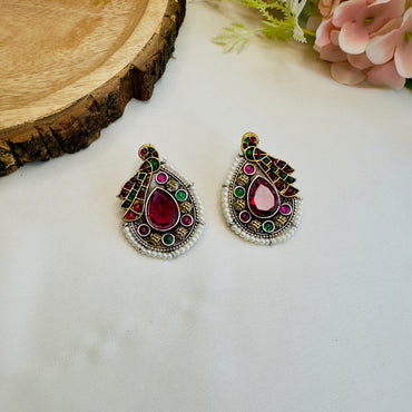 Multicolor Silver Replica Stud Earrings
