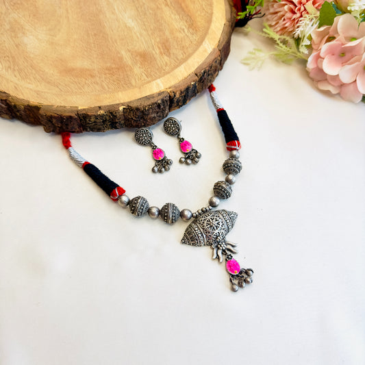 Silver Replica Thread Necklace set