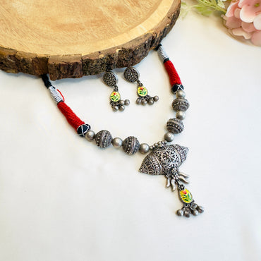 Silver Replica Thread Necklace set