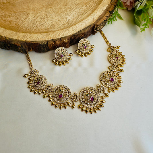 Five Peacock Pendant Necklace Set