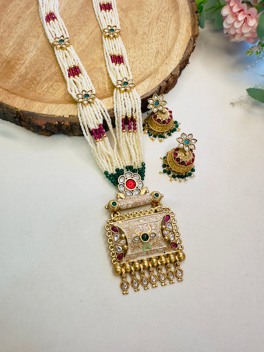 Long Rajwadi Necklace Set