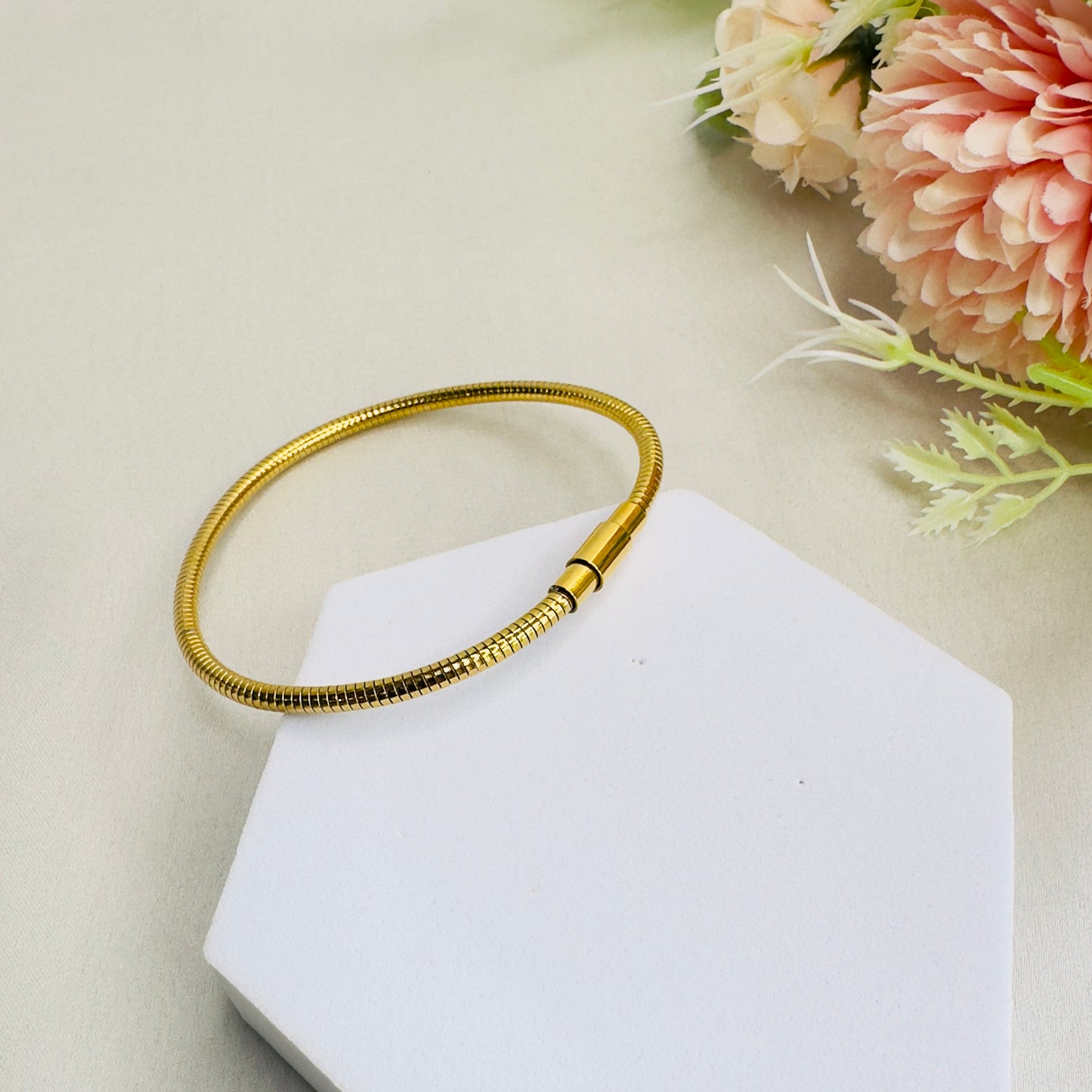 Stainless Steel 18K Gold Plated Flexible Bracelet