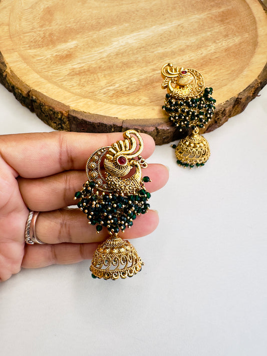 Peacock Hydro beads Earrings