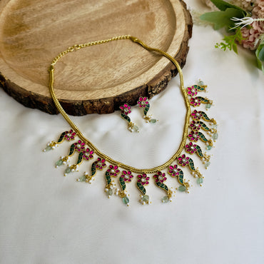 Jadau Ruby Green Necklace Set