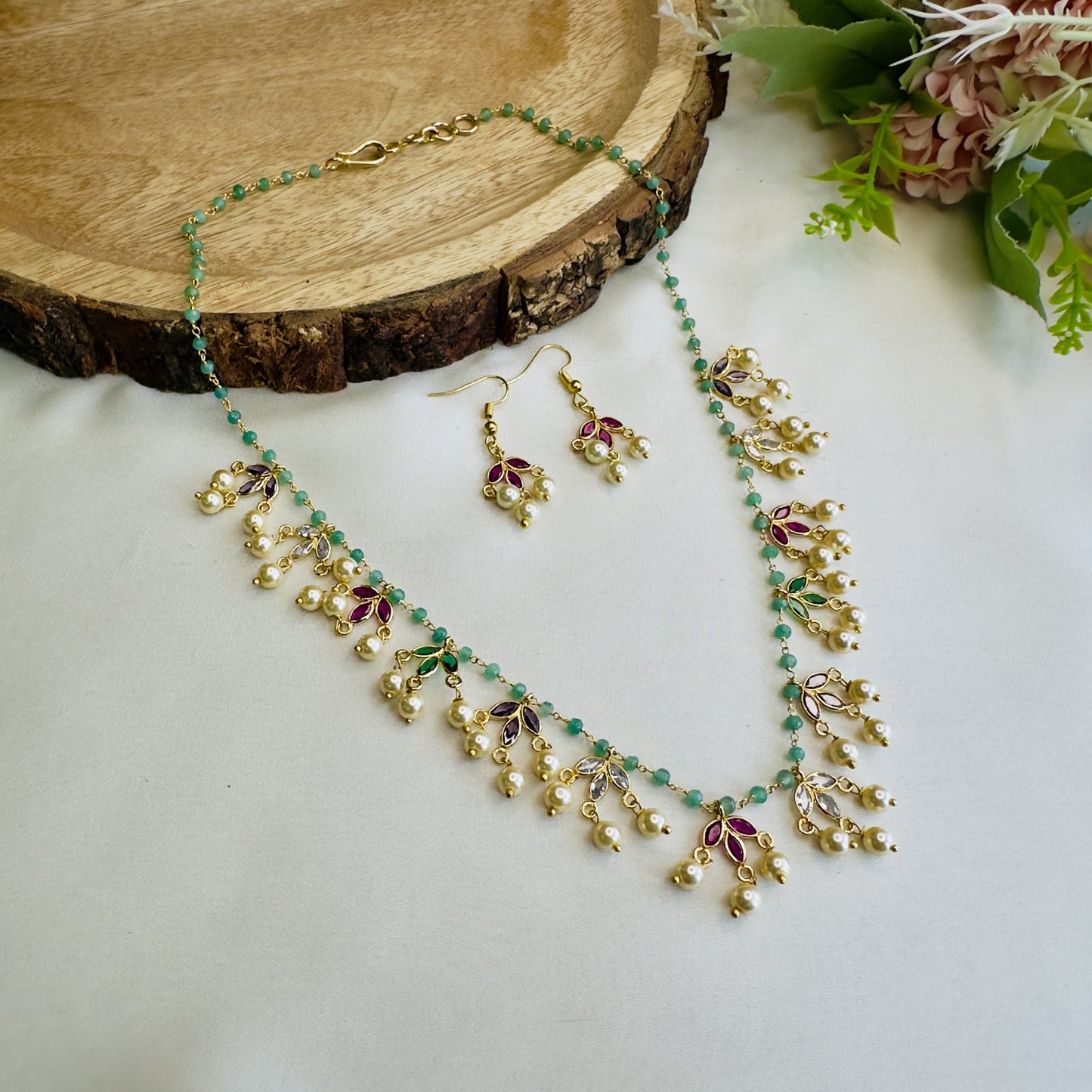 Multicolor Polki Necklace Set