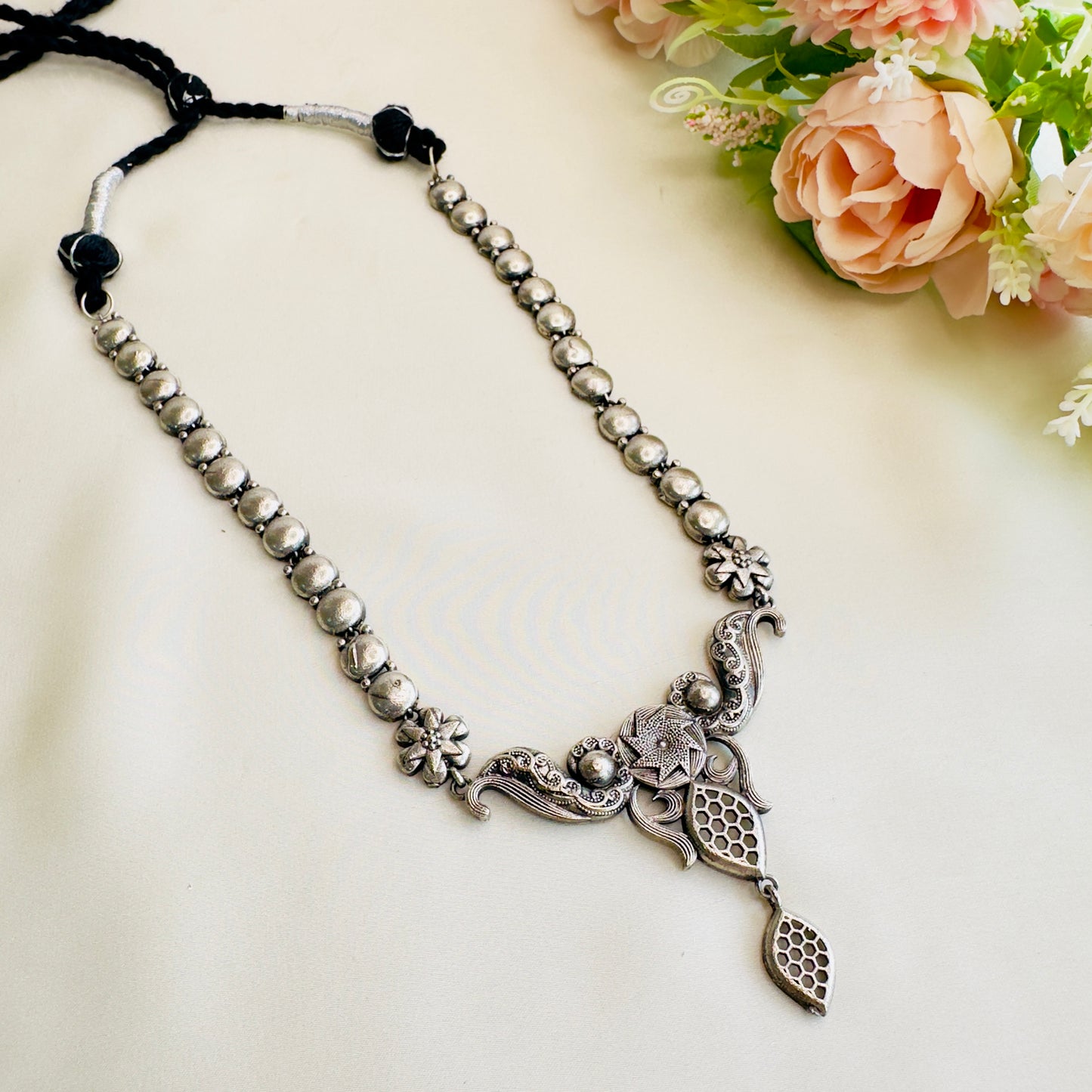 Silver Replica Long Necklace Set