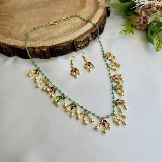 Multicolor Polki Necklace Set