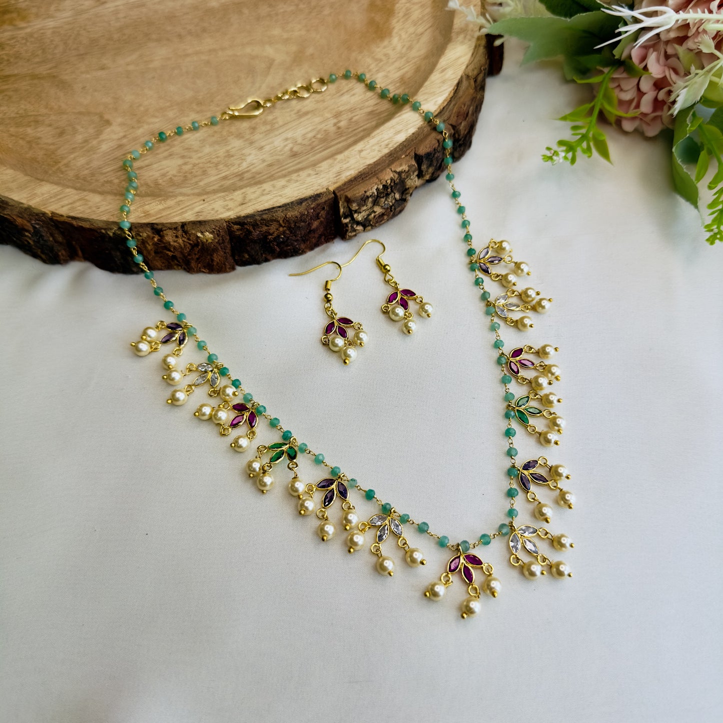Multicolor Polki Necklace Set