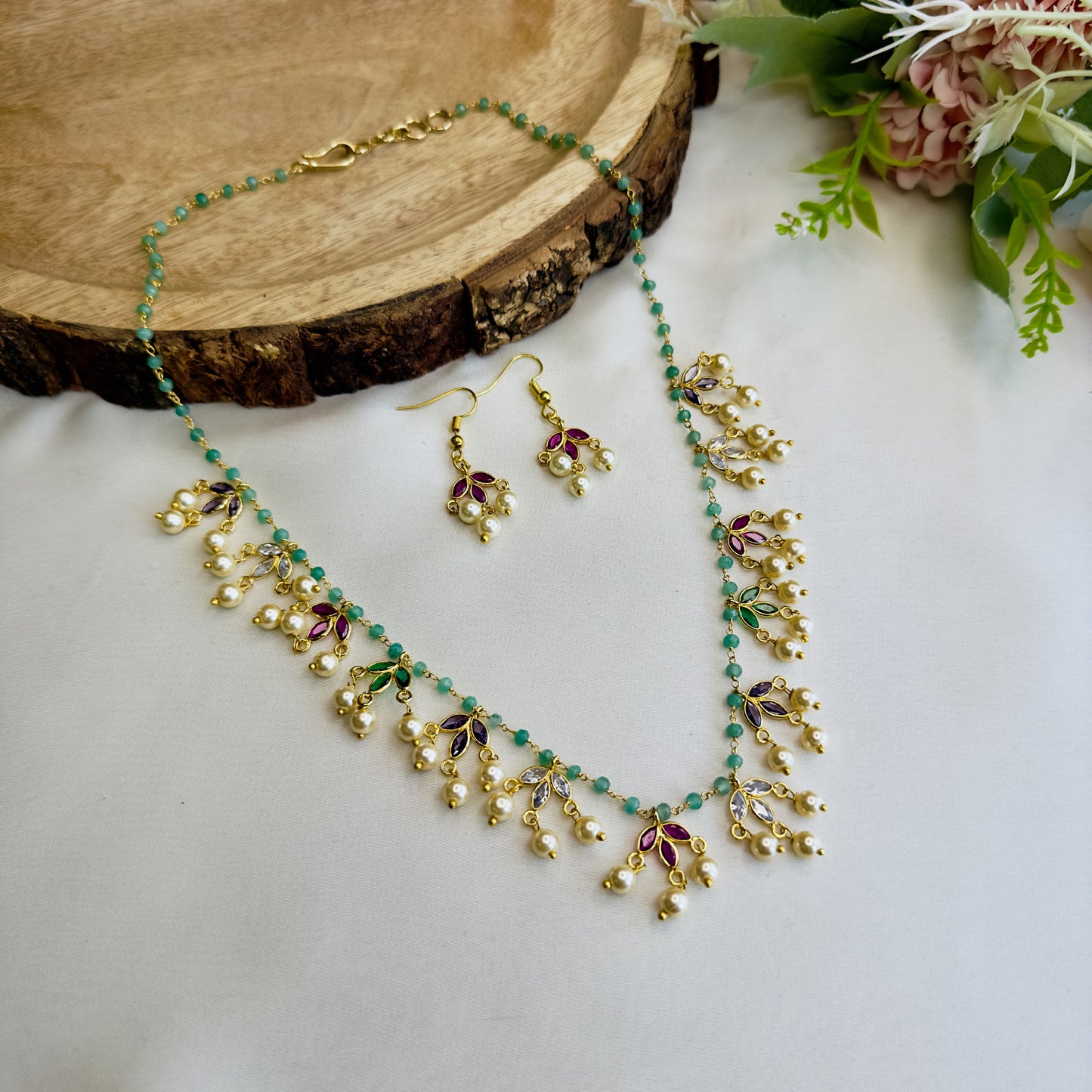 Multicolor Polki Necklace Set
