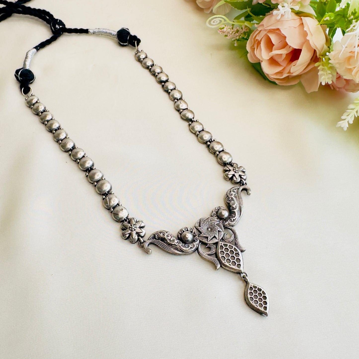Silver Replica Long Necklace Set