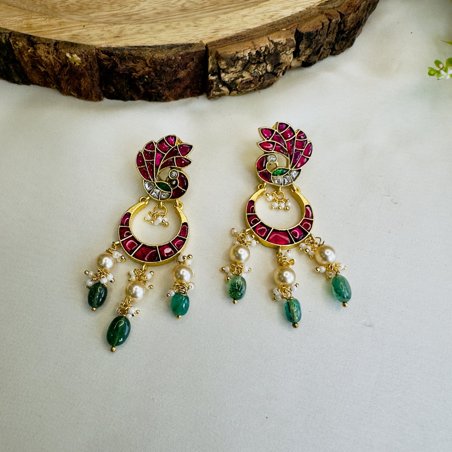Peacock Jadau Earrings