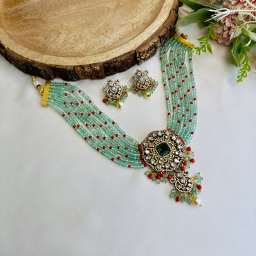 Mint Green Coral Beads Choker Set