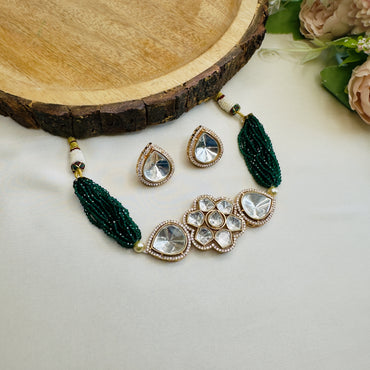 Emerald Polki Chocker Necklace Set