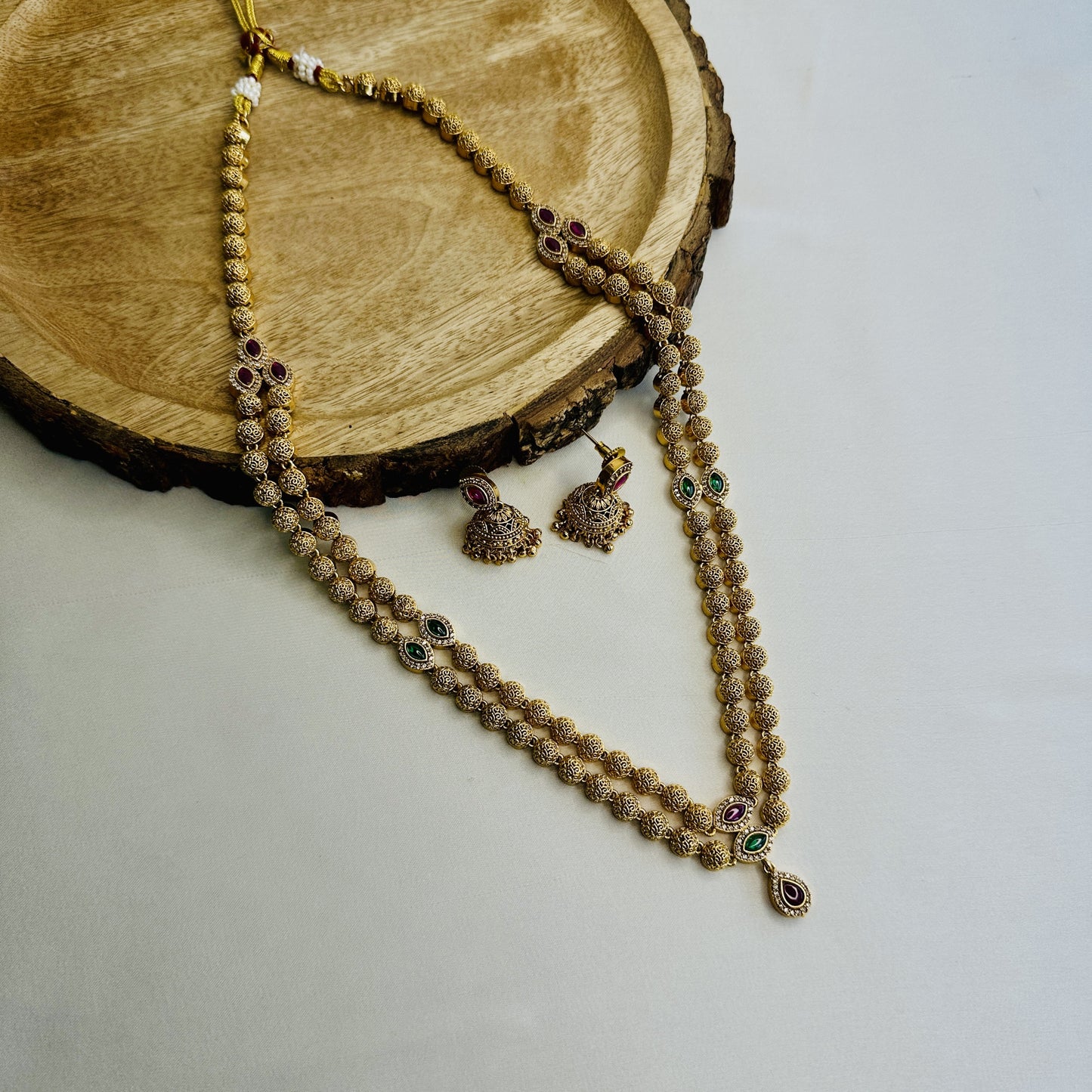 Double Layer Golden Necklace Set