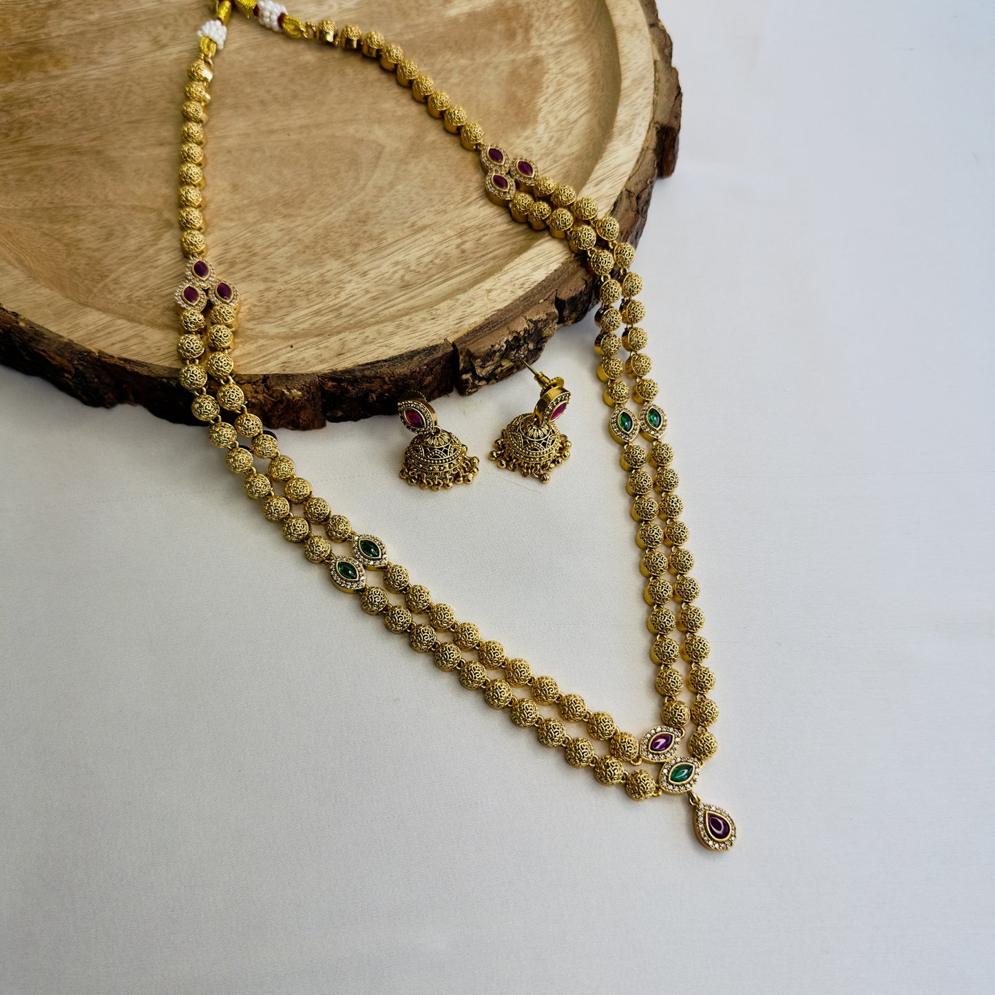 Double Layer Golden Necklace Set