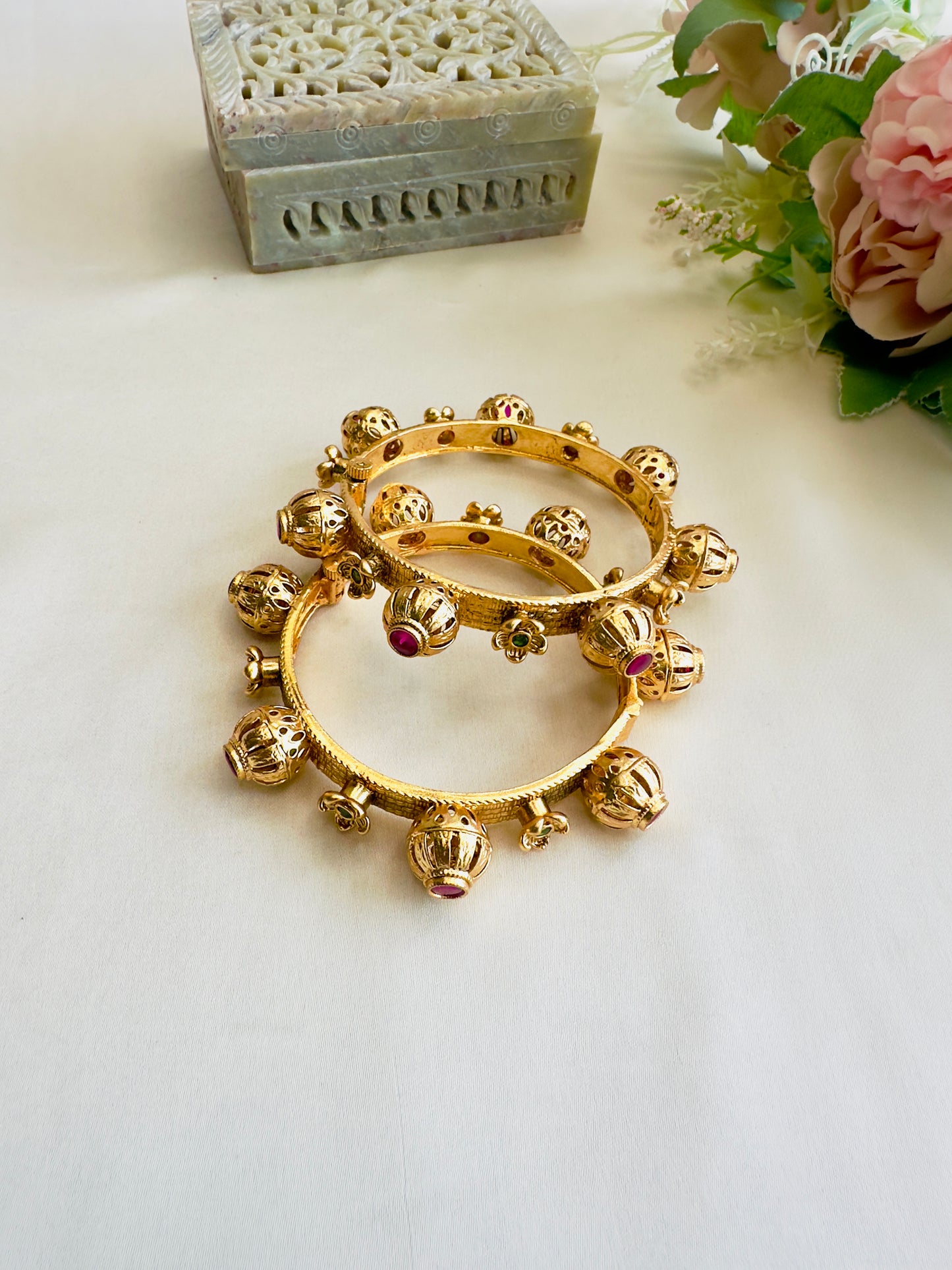 Ruby Green stone Bangles