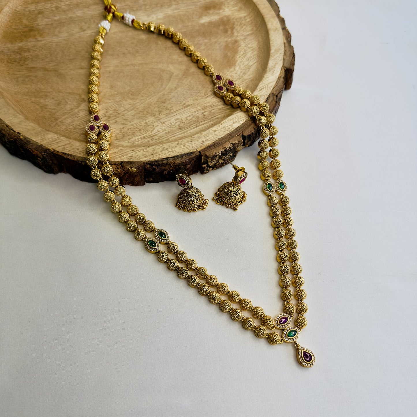 Double Layer Golden Necklace Set