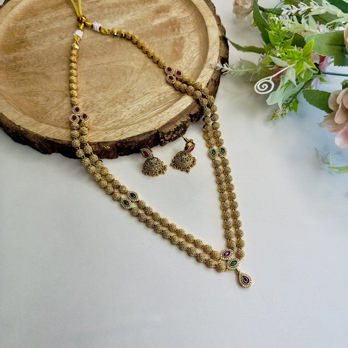 Double Layer Golden Necklace Set