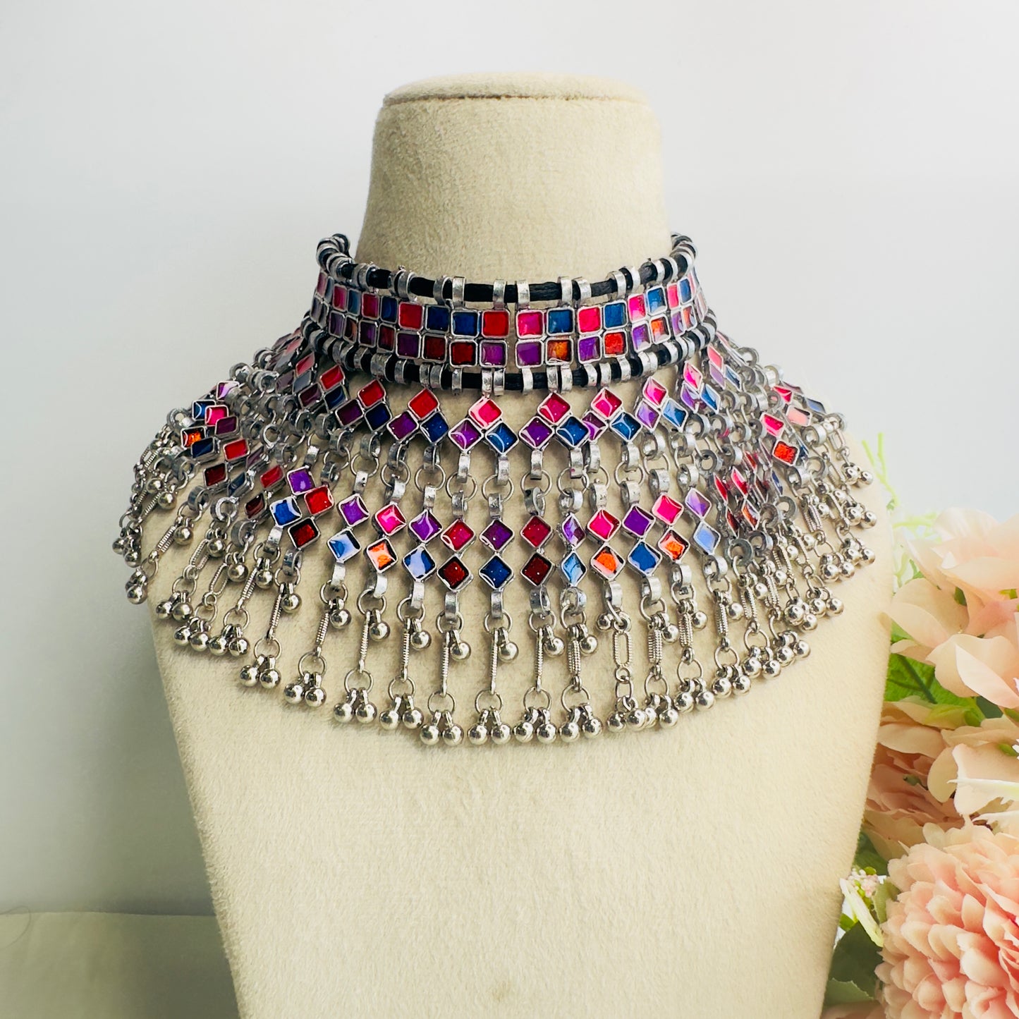 Multicolor Oxidized Necklace Set