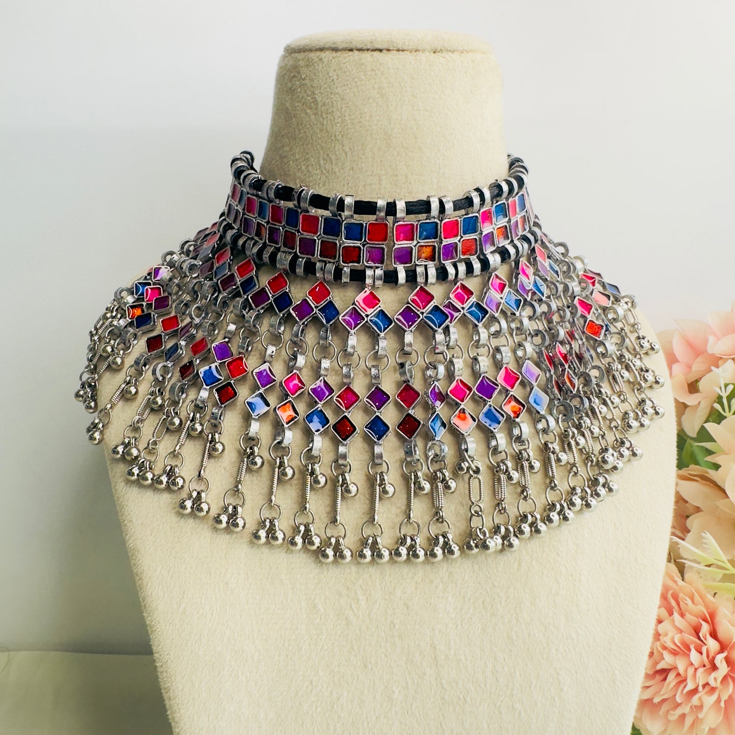 Multicolor Oxidized Necklace Set