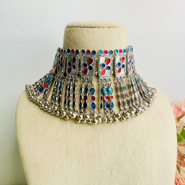 Multicolor Oxidized Necklace Set